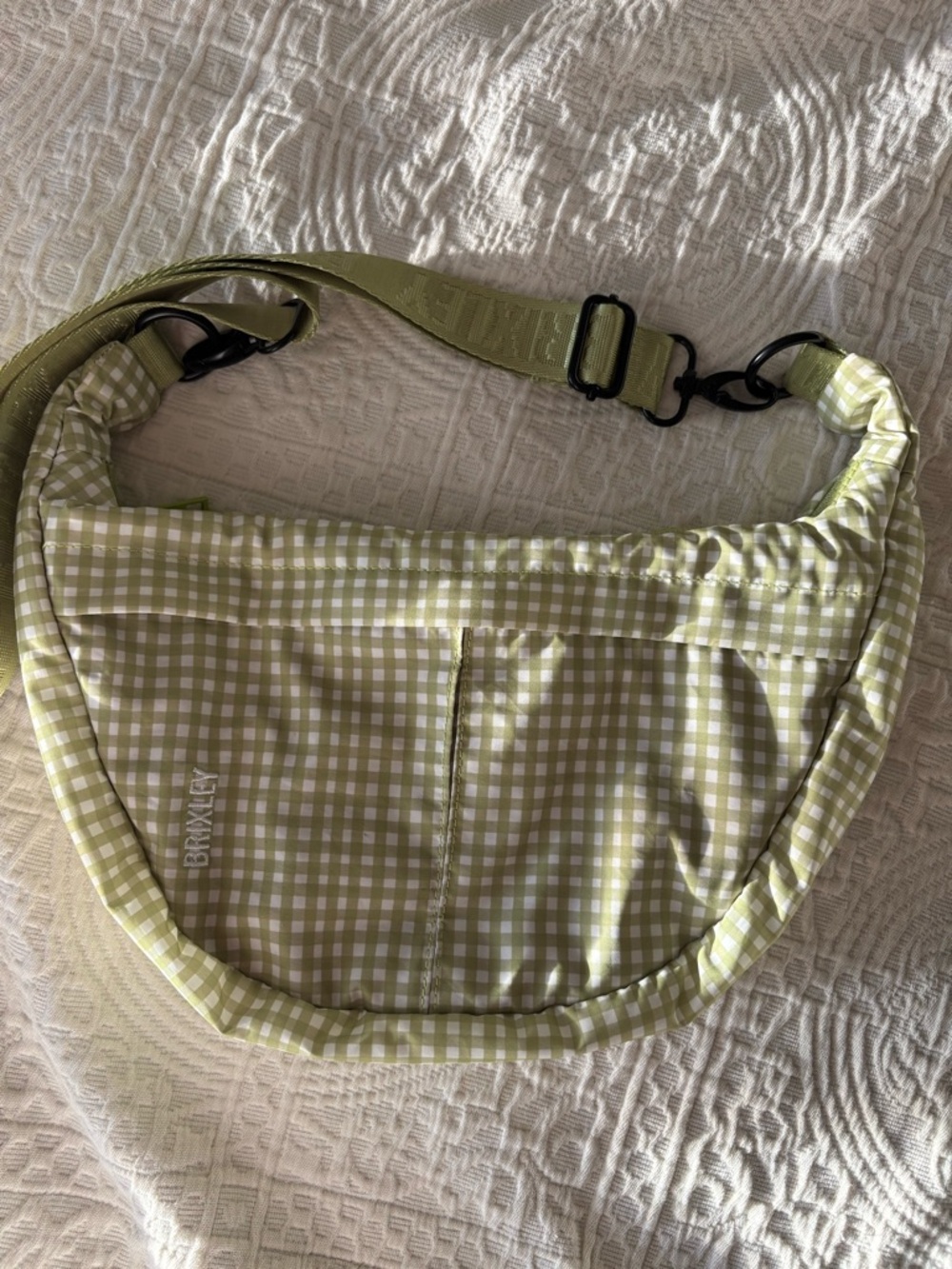 BRIXLEY Green Gingham Crossbody Belt Bag